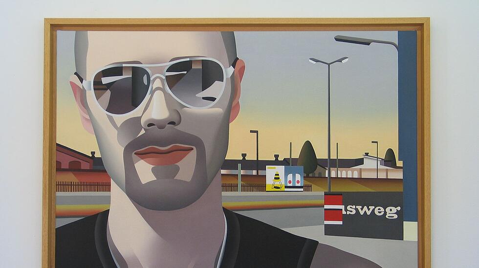 Maler Jan Schüler, Sohn des Buchhändlers Gideo Schüler, hat sich als Selbstporträt vor dem Ausweg gemalt. (Foto: dkl)