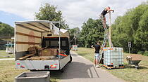 So läuft der Aufbau fürs Lahnuferfest Gießen