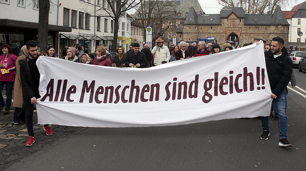 Demonstration gegen die Ausländerbehörde in Friedberg